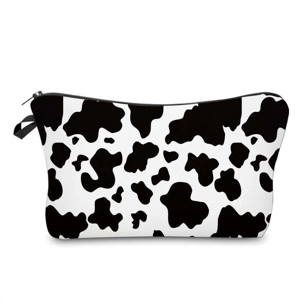 Wholesale Polyester Cow Print Animal Print Cosmetic Bag